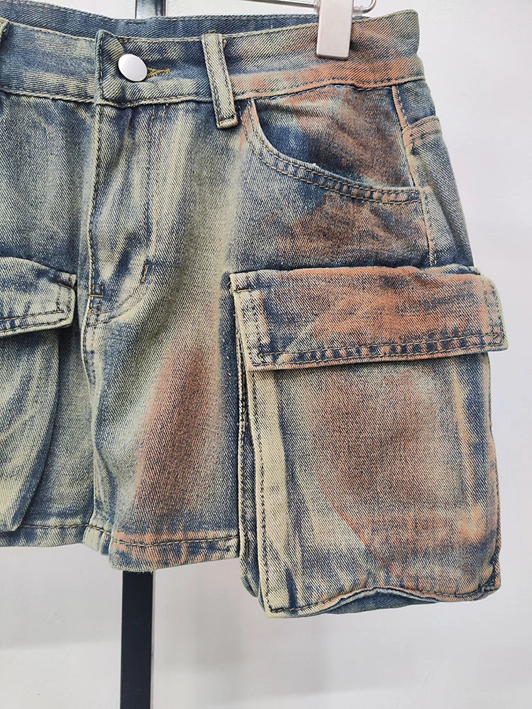 ''Rika'' Washed Denim Skirt