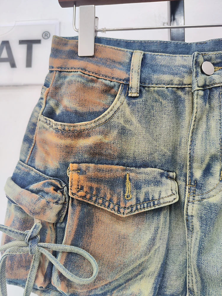 ''Rika'' Washed Denim Skirt