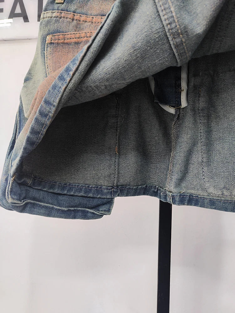 ''Rika'' Washed Denim Skirt
